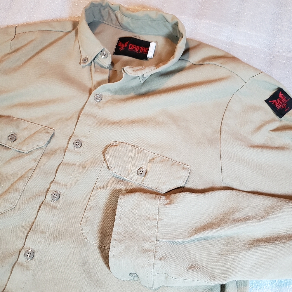 Drifire FR Flame Resistant Shirt Men's Large Tall LT Tan HRC2 Flaws
